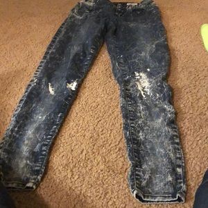 Splatted blue jeans